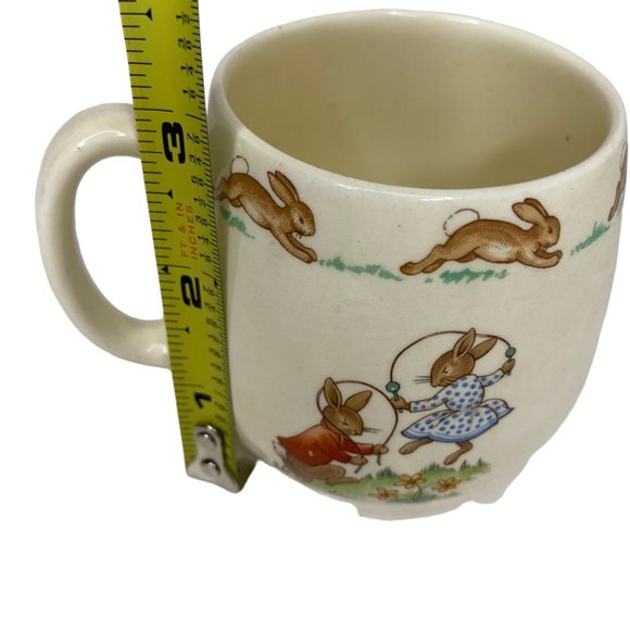 Royal Doulton Bunnykins bone china cup piano jump rope kids breakfast England - Picture 5 of 5